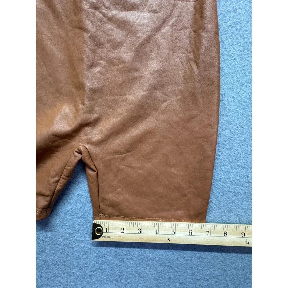 JNK Womens Strapless Faux Leather Romper Cognac Brown Tube Top Bodysuit TJP-8121
